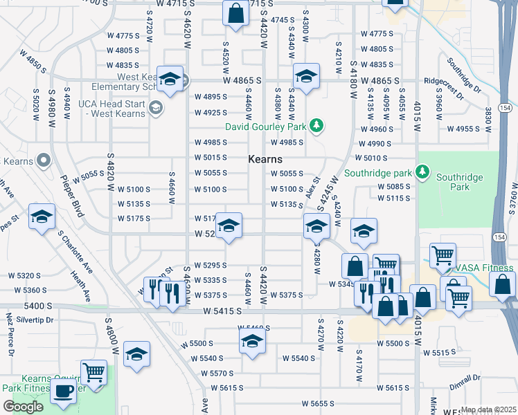 map of restaurants, bars, coffee shops, grocery stores, and more near 4431 West 5135 South in Salt Lake City