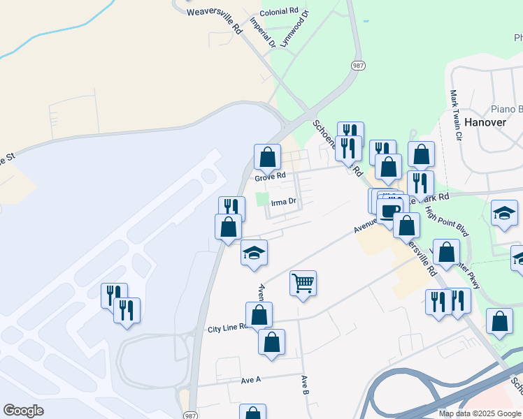 map of restaurants, bars, coffee shops, grocery stores, and more near 2730 Diane Boulevard in Allentown