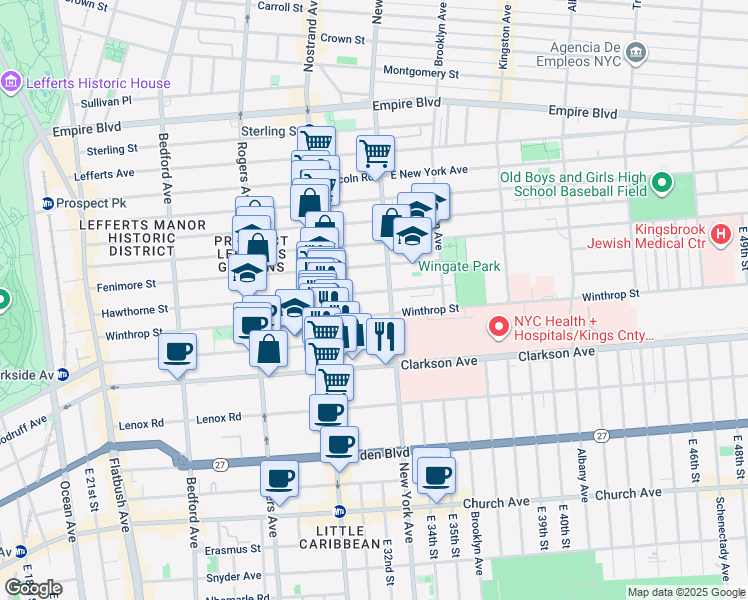 map of restaurants, bars, coffee shops, grocery stores, and more near 370 Hawthorne Street in Brooklyn