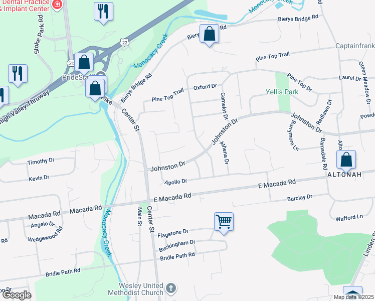 map of restaurants, bars, coffee shops, grocery stores, and more near 272 Mars Court in Bethlehem