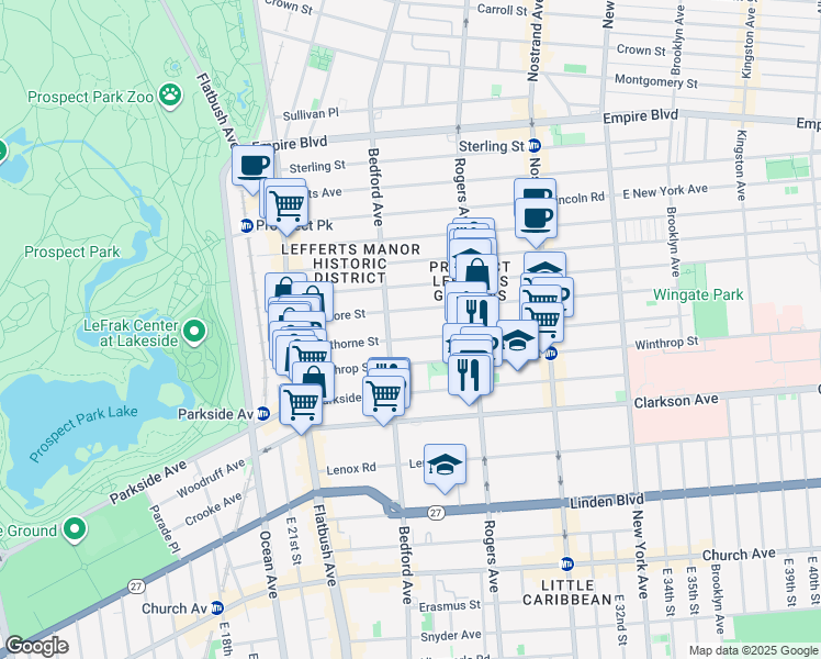 map of restaurants, bars, coffee shops, grocery stores, and more near 125 Hawthorne Street in Brooklyn