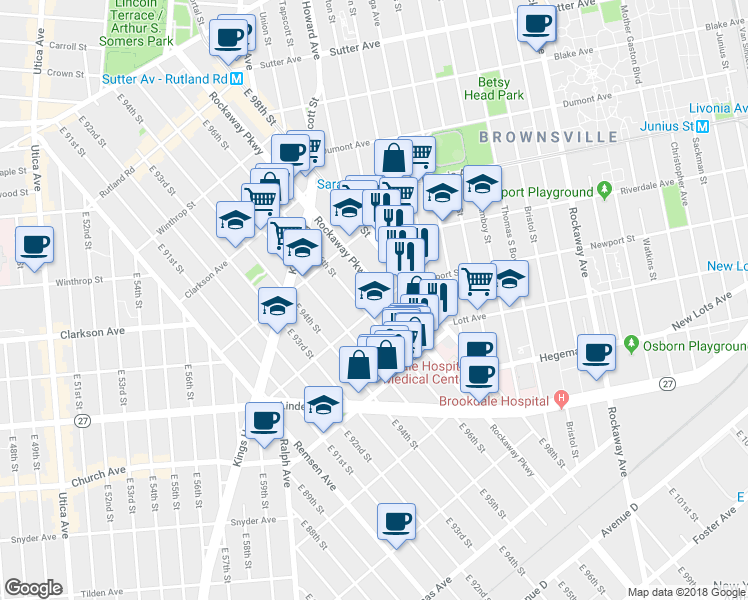 map of restaurants, bars, coffee shops, grocery stores, and more near in Brooklyn