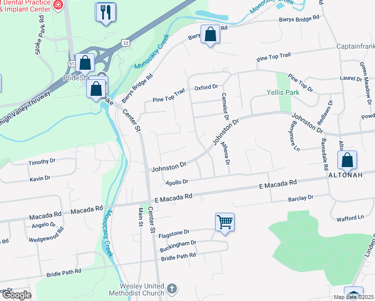 map of restaurants, bars, coffee shops, grocery stores, and more near 272 Mars Court in Bethlehem
