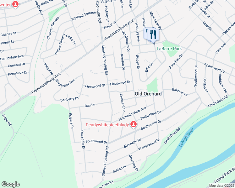 map of restaurants, bars, coffee shops, grocery stores, and more near 3778 Sycamore Drive in Easton