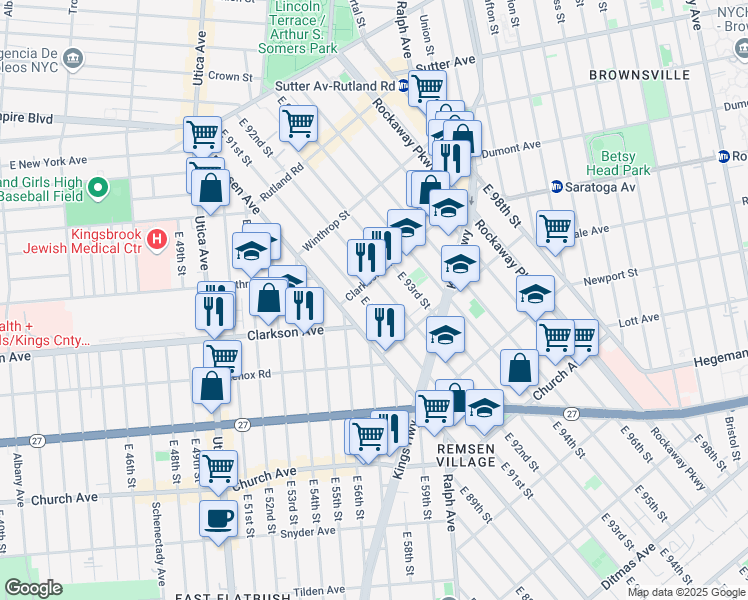 map of restaurants, bars, coffee shops, grocery stores, and more near in Brooklyn