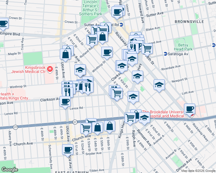 map of restaurants, bars, coffee shops, grocery stores, and more near in Brooklyn