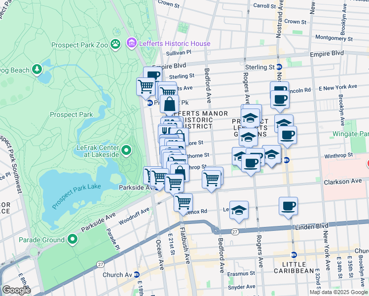 map of restaurants, bars, coffee shops, grocery stores, and more near 37 Hawthorne Street in Brooklyn