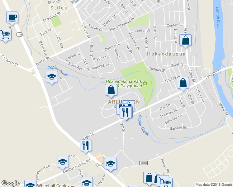 map of restaurants, bars, coffee shops, grocery stores, and more near 3050 Ruch Street in Whitehall