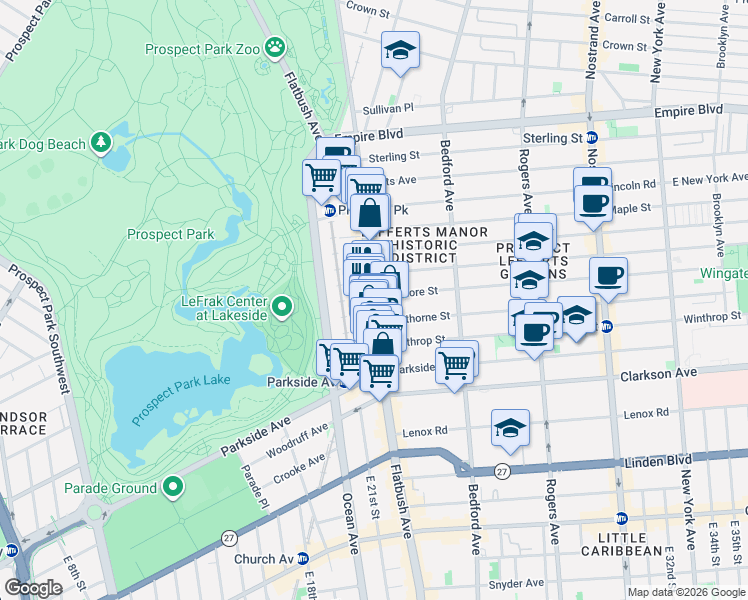 map of restaurants, bars, coffee shops, grocery stores, and more near in Brooklyn