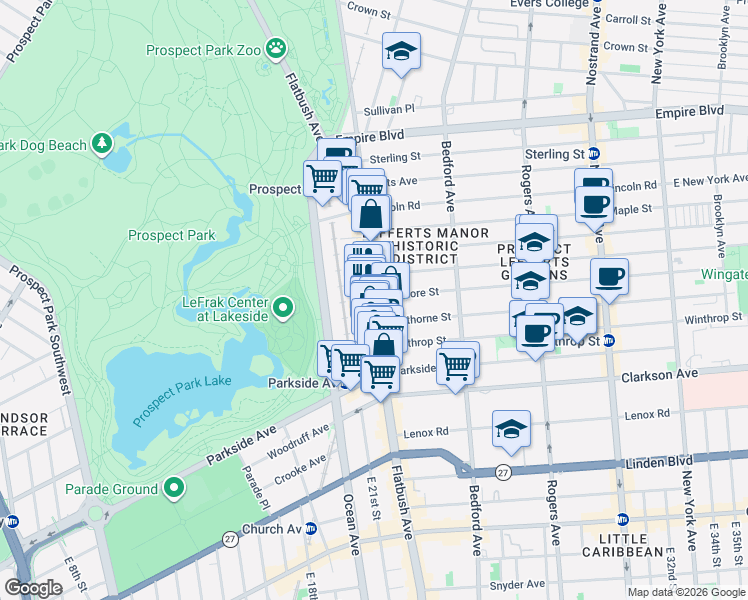 map of restaurants, bars, coffee shops, grocery stores, and more near in Brooklyn