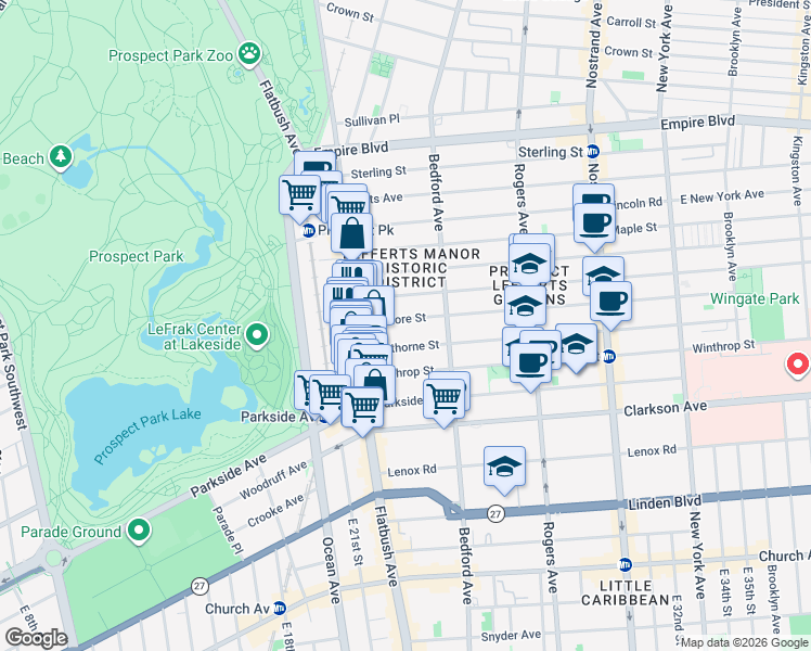 map of restaurants, bars, coffee shops, grocery stores, and more near 37 Hawthorne Street in Brooklyn