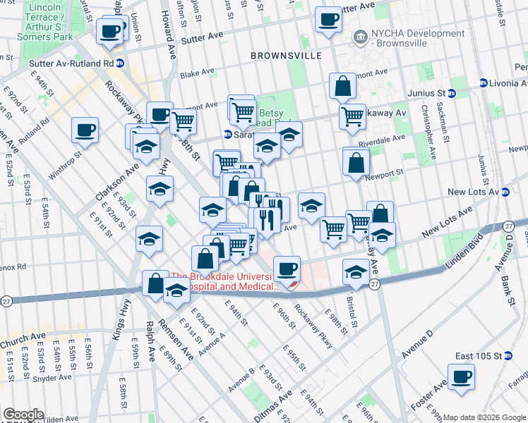 map of restaurants, bars, coffee shops, grocery stores, and more near in Brooklyn