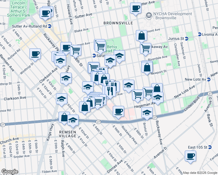 map of restaurants, bars, coffee shops, grocery stores, and more near in Brooklyn