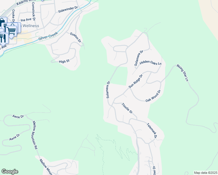 map of restaurants, bars, coffee shops, grocery stores, and more near 3396 Solamere Drive in Park City