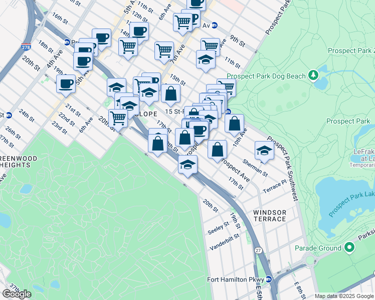 map of restaurants, bars, coffee shops, grocery stores, and more near in Brooklyn