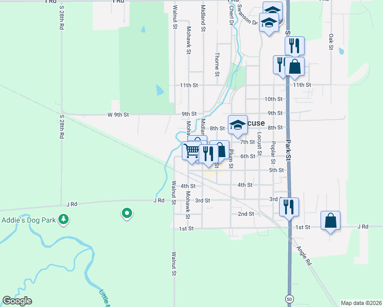 map of restaurants, bars, coffee shops, grocery stores, and more near 708 Mohawk Street in Syracuse