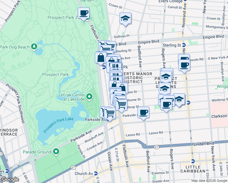 map of restaurants, bars, coffee shops, grocery stores, and more near in Brooklyn