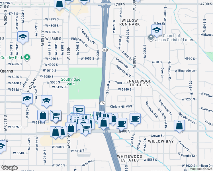 map of restaurants, bars, coffee shops, grocery stores, and more near 5116 South 3760 West in Salt Lake City
