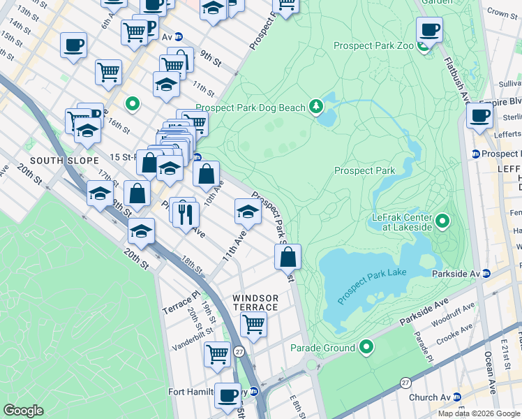 map of restaurants, bars, coffee shops, grocery stores, and more near in Brooklyn
