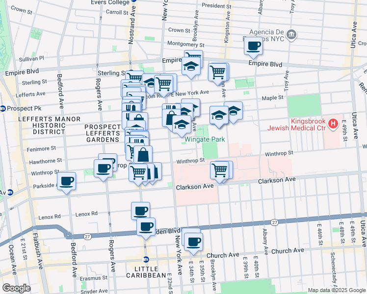 map of restaurants, bars, coffee shops, grocery stores, and more near 454 Fenimore Street in Brooklyn