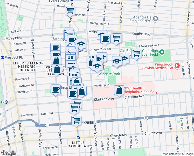 map of restaurants, bars, coffee shops, grocery stores, and more near 454 Fenimore Street in Brooklyn