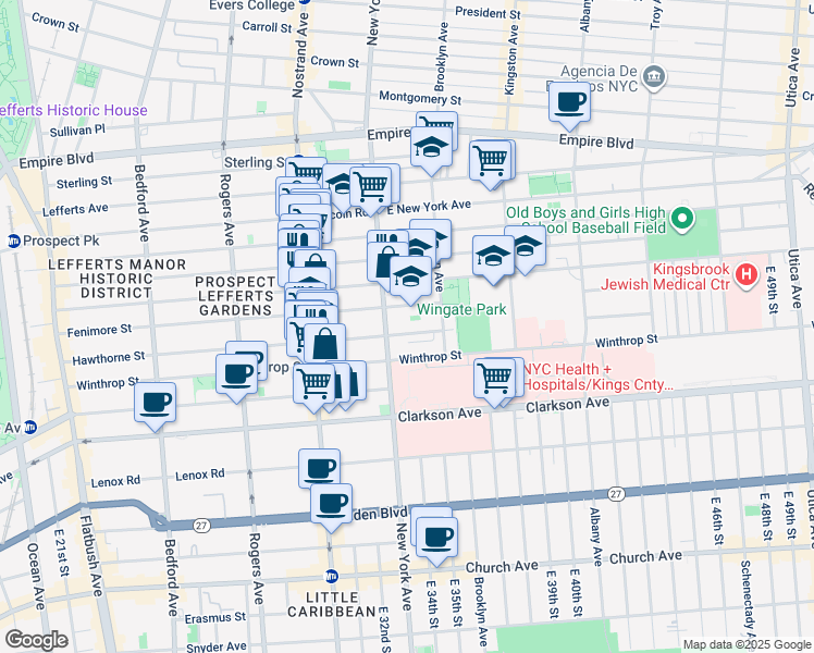 map of restaurants, bars, coffee shops, grocery stores, and more near 454 Fenimore Street in Brooklyn
