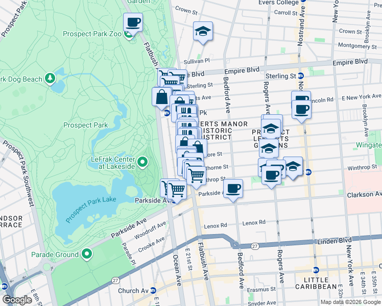 map of restaurants, bars, coffee shops, grocery stores, and more near in Brooklyn