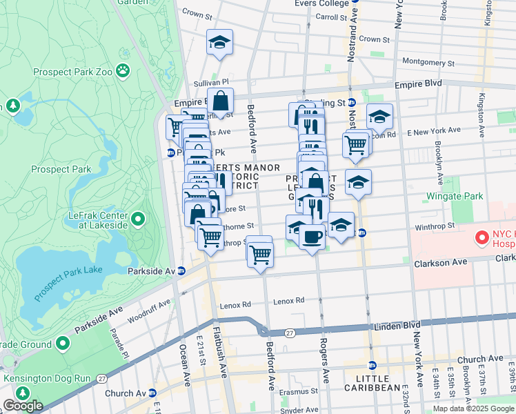 map of restaurants, bars, coffee shops, grocery stores, and more near 172 Fenimore Street in Brooklyn
