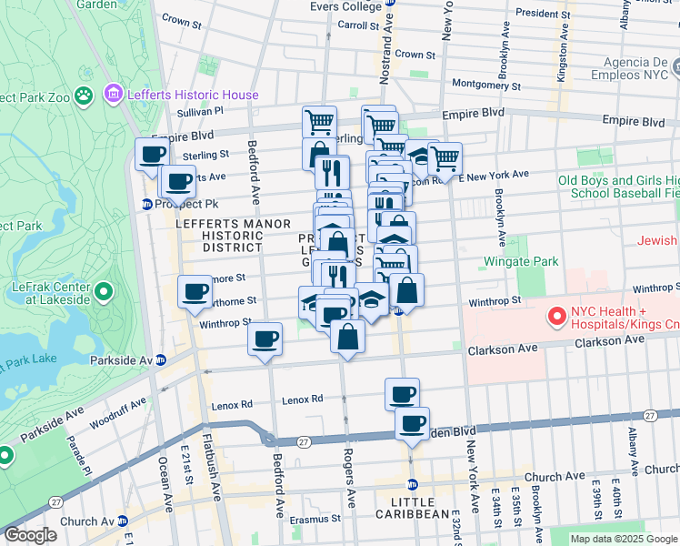 map of restaurants, bars, coffee shops, grocery stores, and more near in Brooklyn