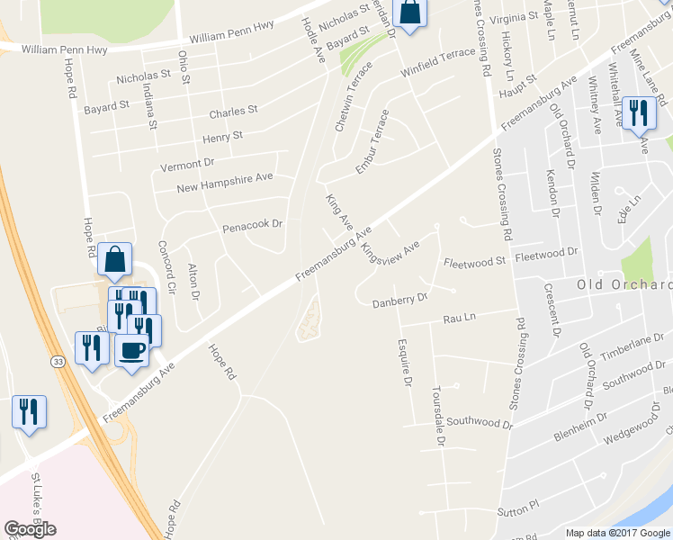 map of restaurants, bars, coffee shops, grocery stores, and more near 4079 Freemansburg Avenue in Easton