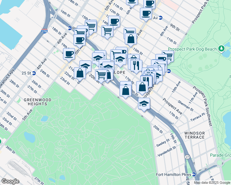 map of restaurants, bars, coffee shops, grocery stores, and more near in Brooklyn
