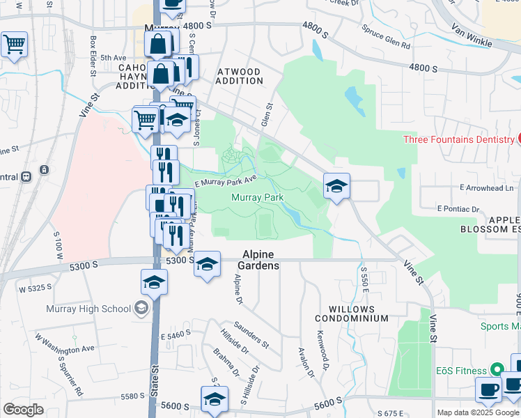 map of restaurants, bars, coffee shops, grocery stores, and more near in Murray