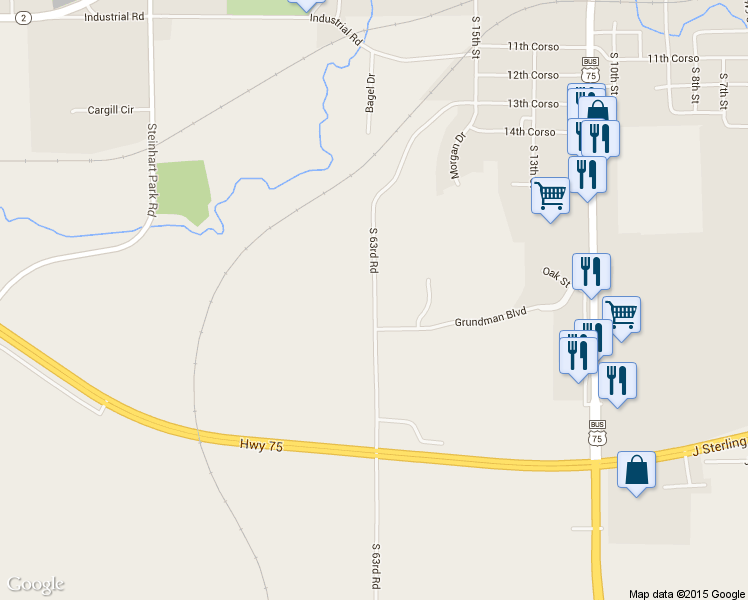 map of restaurants, bars, coffee shops, grocery stores, and more near 182 South 63rd Road in Nebraska City