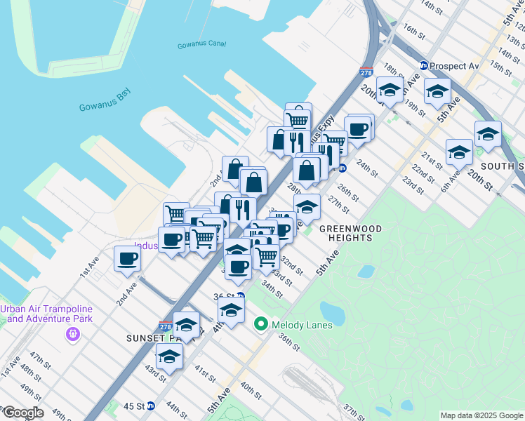 map of restaurants, bars, coffee shops, grocery stores, and more near in Brooklyn