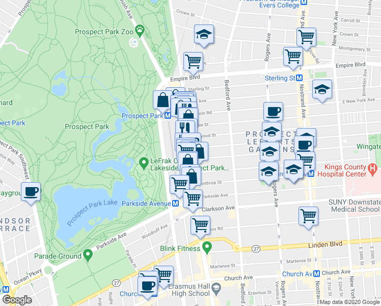 map of restaurants, bars, coffee shops, grocery stores, and more near in Brooklyn