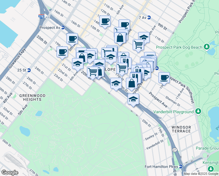 map of restaurants, bars, coffee shops, grocery stores, and more near in Brooklyn