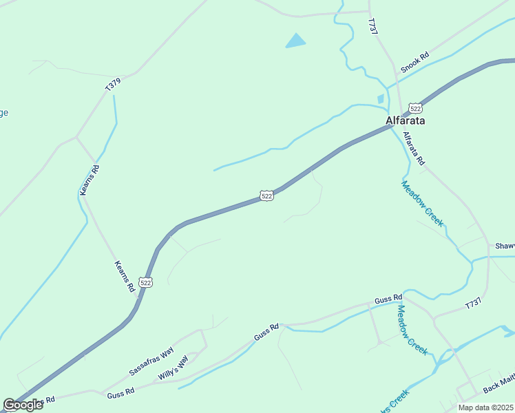 map of restaurants, bars, coffee shops, grocery stores, and more near Highway 522 South in Mifflin County