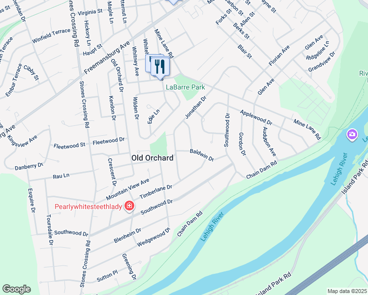 map of restaurants, bars, coffee shops, grocery stores, and more near 186 Jonathan Drive in Easton