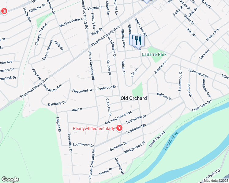 map of restaurants, bars, coffee shops, grocery stores, and more near 201 Kendon Drive in Easton