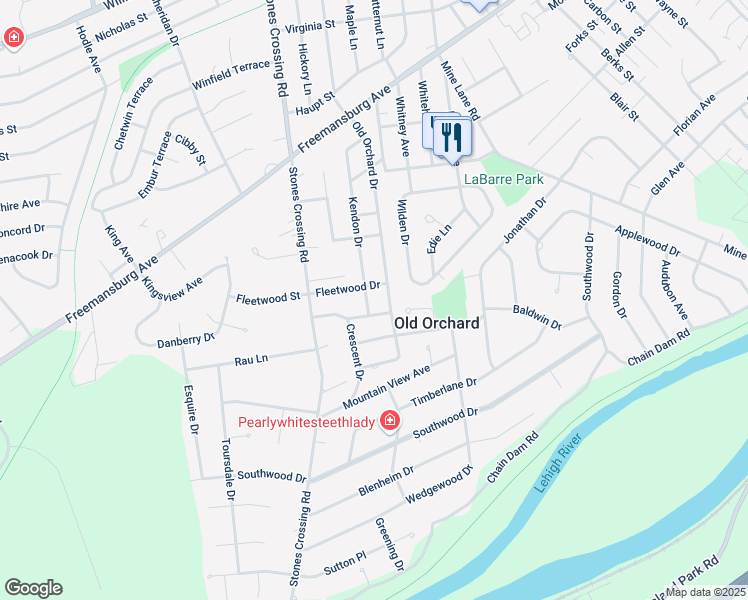 map of restaurants, bars, coffee shops, grocery stores, and more near 201 Kendon Drive in Easton