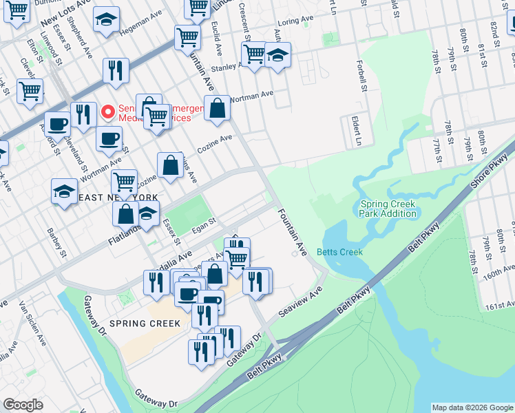 map of restaurants, bars, coffee shops, grocery stores, and more near 754 Egan Street in Brooklyn