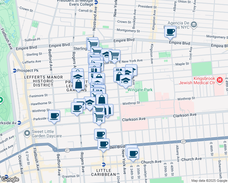 map of restaurants, bars, coffee shops, grocery stores, and more near 423 Fenimore Street in Brooklyn