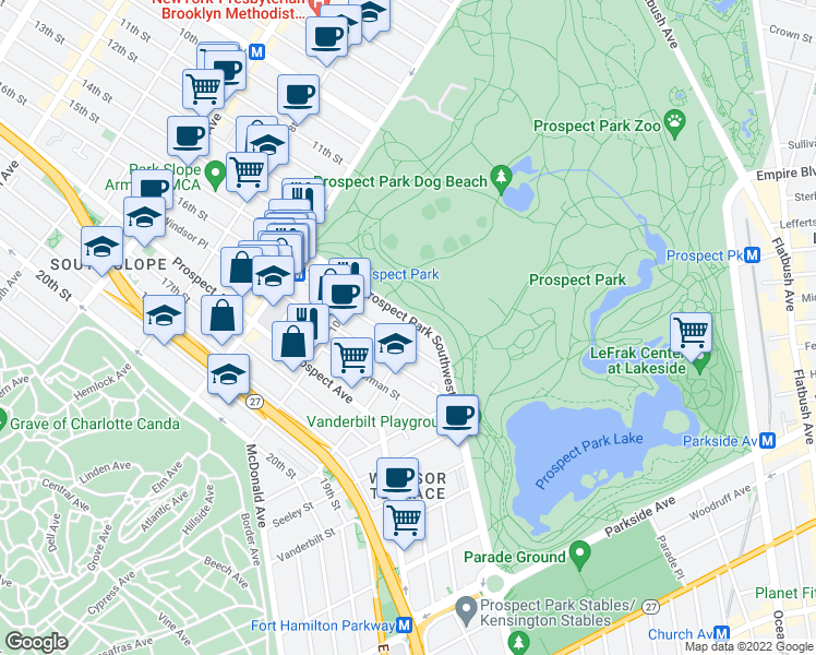 map of restaurants, bars, coffee shops, grocery stores, and more near in Brooklyn