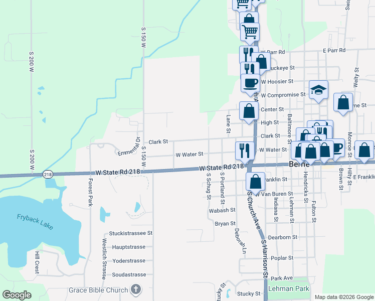 map of restaurants, bars, coffee shops, grocery stores, and more near 1026 Clark St in Berne
