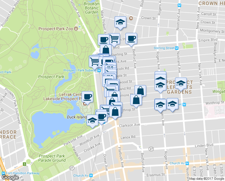 map of restaurants, bars, coffee shops, grocery stores, and more near in Brooklyn
