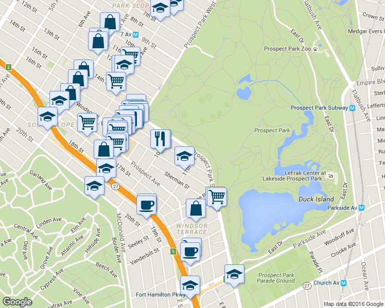 map of restaurants, bars, coffee shops, grocery stores, and more near in Brooklyn