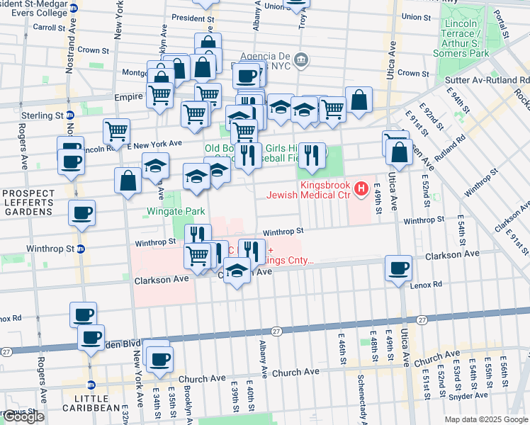 map of restaurants, bars, coffee shops, grocery stores, and more near 637 Hawthorne Street in Brooklyn