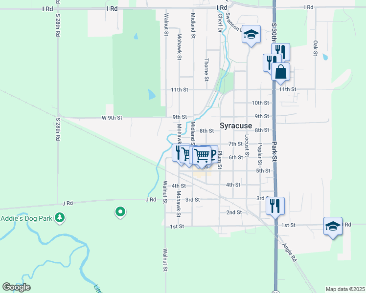 map of restaurants, bars, coffee shops, grocery stores, and more near 708 Mohawk Street in Syracuse
