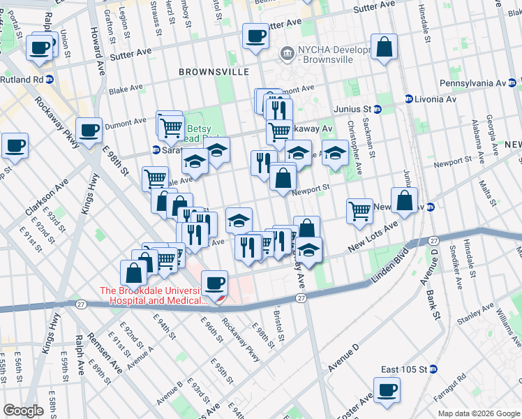 map of restaurants, bars, coffee shops, grocery stores, and more near 508 Chester Street in Brooklyn