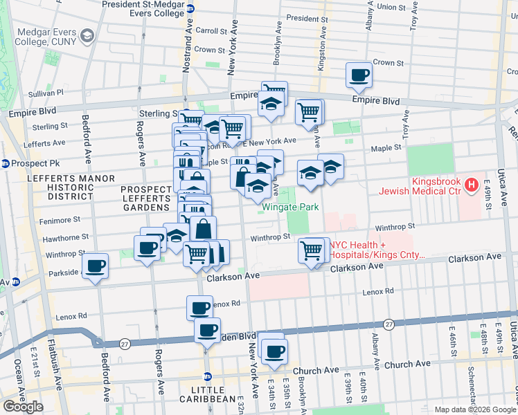 map of restaurants, bars, coffee shops, grocery stores, and more near 454 Fenimore Street in Brooklyn